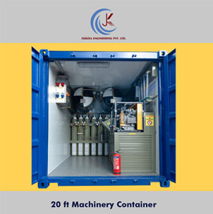 20 ft machinery container with gas cylinders and equipment rack