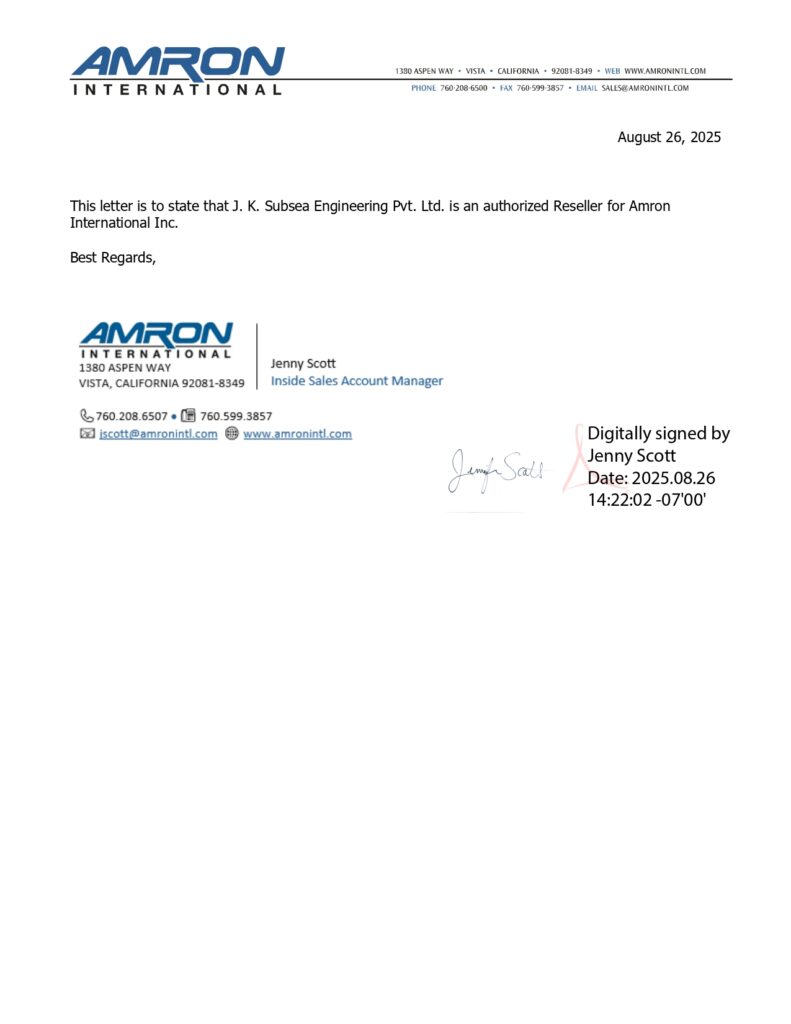 Authorized Reseller Letter - Amron International INC