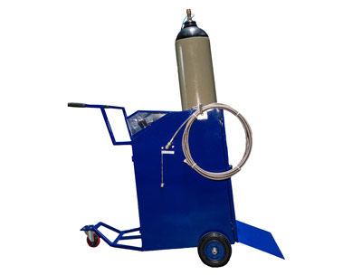 "Oxygen booster pump trolley with cylinder and hose reel
