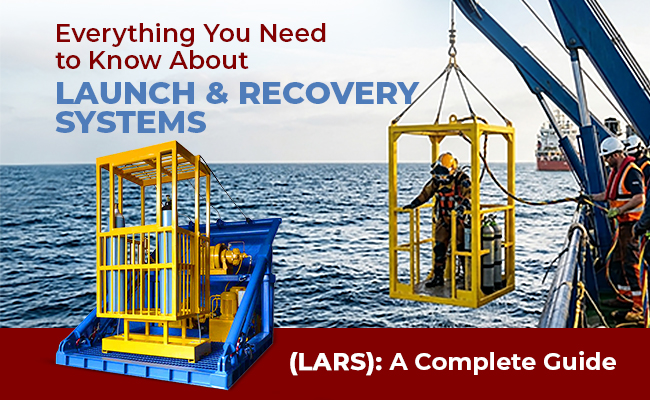 Launch & Recovery Systems (LARS) deploying ROV and divers using LARS diving system offshore.