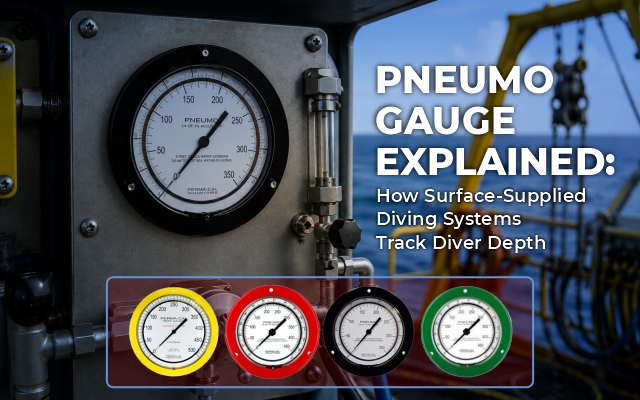 Pneumo depth gauge on a surface-supplied diving system